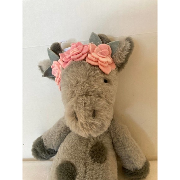 Lambs and Ivy Skylar Plush Stuffed Animal Giraffe Gray Pink Flowers - Picture 2 of 7